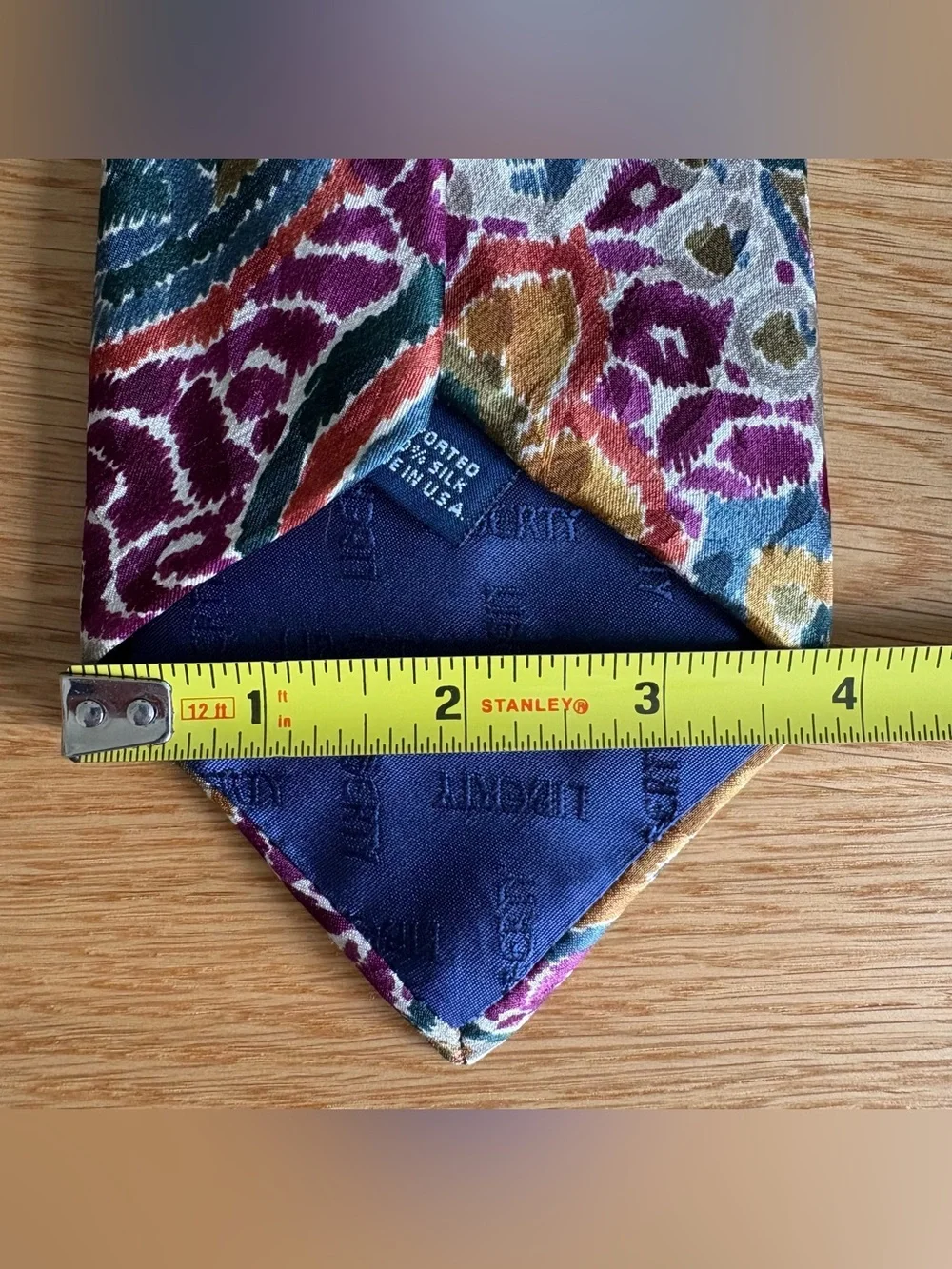 Vtg Liberty of London Silk Tie Paisley Purple Blue Geometric Mens Necktie 3.5